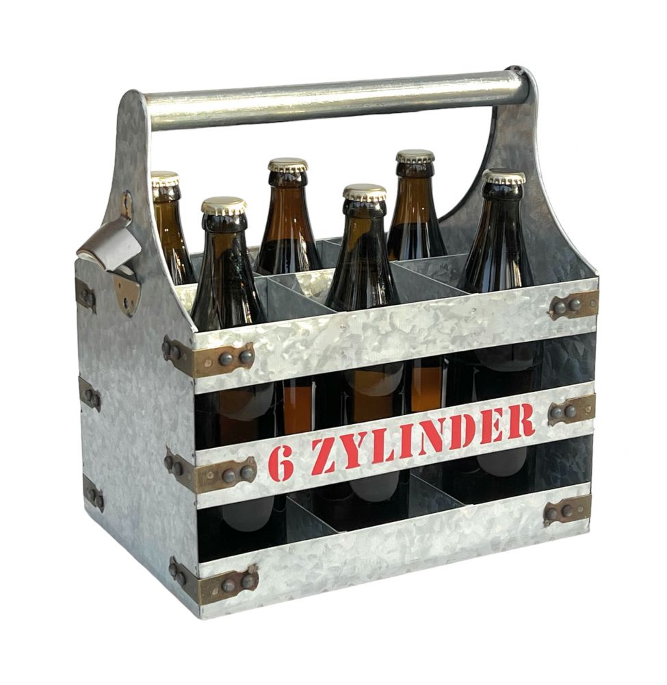 DanDiBo beer carrier metal with opener bottle carrier 6 cylinder V6 96402 bottle carrier bottle opener bottle basket men's handbag men's gifts