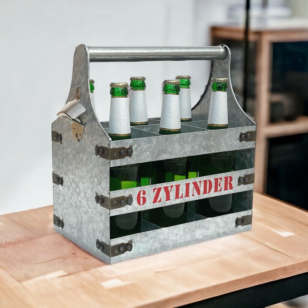 DanDiBo beer carrier metal with opener bottle carrier 6 cylinder V6 96402 bottle carrier bottle opener bottle basket men's handbag men's gifts