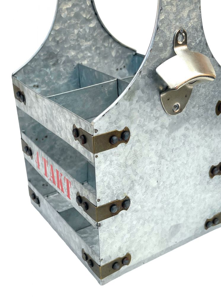 DanDiBo Bierträger Metall mit Öffner Flaschenträger 4 Takt 96405 Flaschenöffner Flaschenkorb Männerhandtasche Männergeschenke