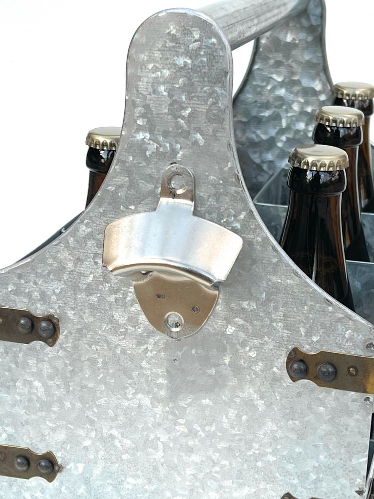 DanDiBo Beer carrier metal with opener 96403 Bottle carrier 6 bottles Bottle opener Bottle basket Men's handbag Gifts for men