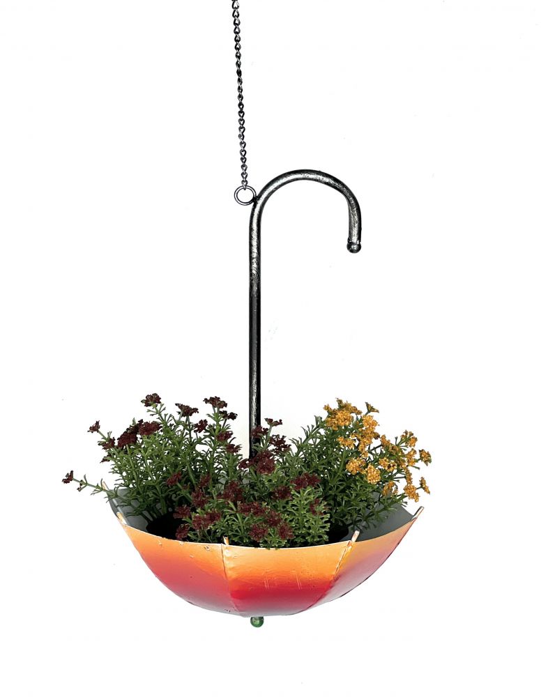 DanDiBo Blumenampel Metall Hängeampel mit Topf Innen Außen Regenschirm Hängepflanzen 57 cm 96258 S Pflanzenhänger Blumenhänger Topfhänger Blumen