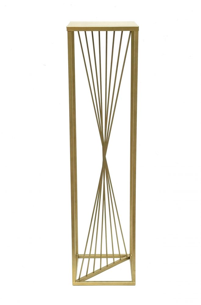 DanDiBo Blumenhocker Metall Gold Eckig 100 cm Blumenständer Beistelltisch 96567 Blumensäule Design Modern Pflanzenständer Pflanzenhocker