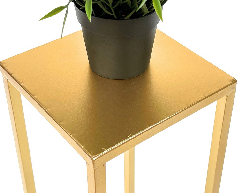 DanDiBo Flower Stool Metal Gold Angular 50 cm Flower Stand Side Table 96506 S Flower Column Modern Plant Stand Plant Stool