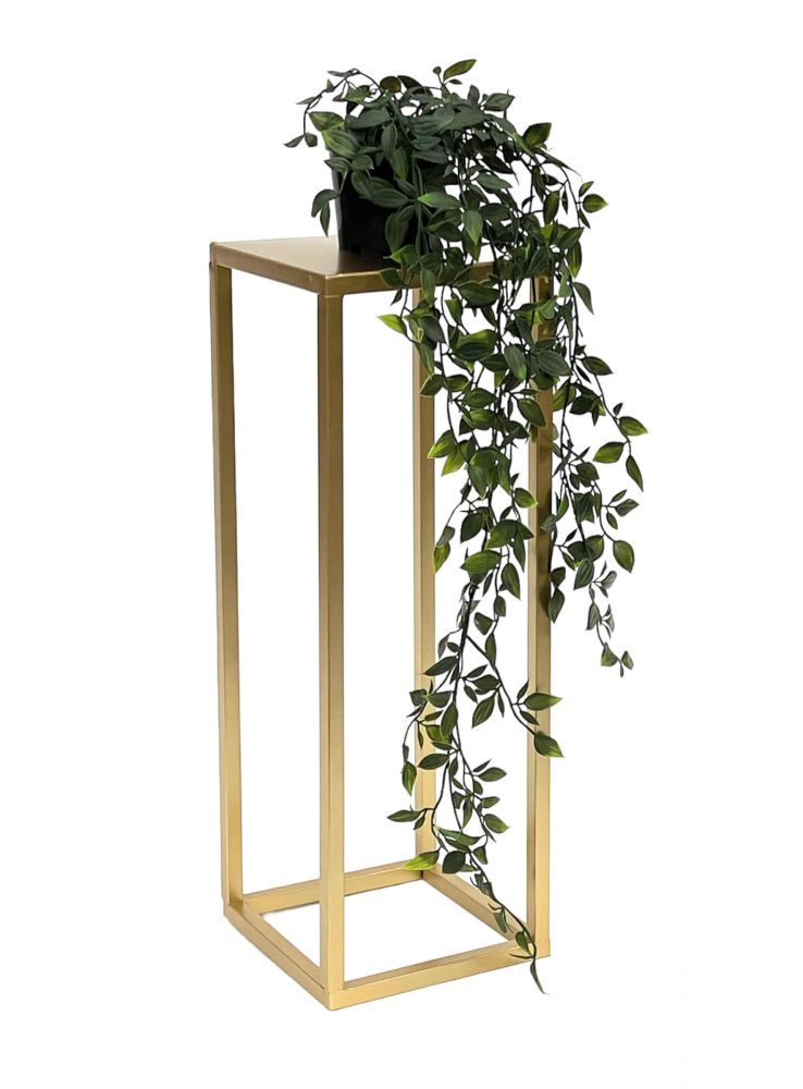 DanDiBo Flower Stool Metal Gold Angular 50 cm Flower Stand Side Table 96506 S Flower Column Modern Plant Stand Plant Stool