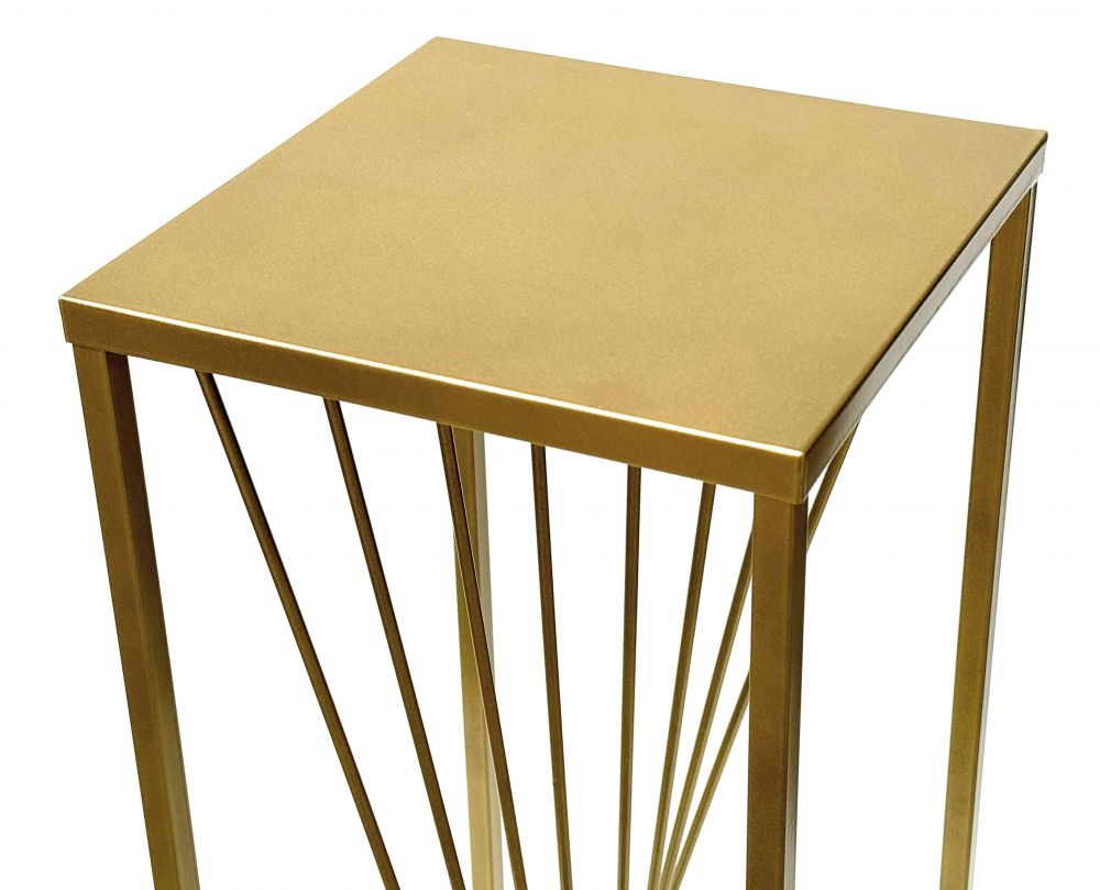 DanDiBo Blumenhocker Metall Gold Eckig 70 cm Blumenständer Beistelltisch 96565 Blumensäule Design Modern Pflanzenständer Pflanzenhocker