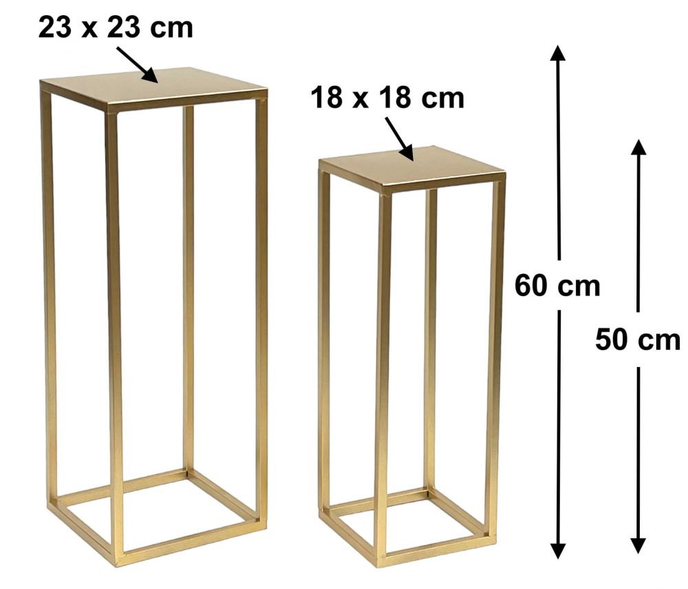 DanDiBo Blumenhocker Metall Gold Eckig Blumenständer Beistelltisch 96506 2er Set Blumensäule Modern Pflanzenständer Pflanzenhocker
