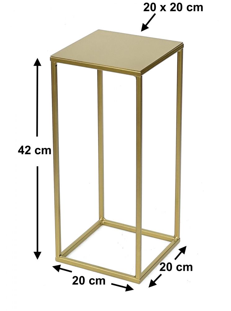 DanDiBo Blumenhocker Metall Gold Eckig S 42 cm Blumenständer Beistelltisch 96406 Blumensäule Modern Pflanzenständer Pflanzenhocker