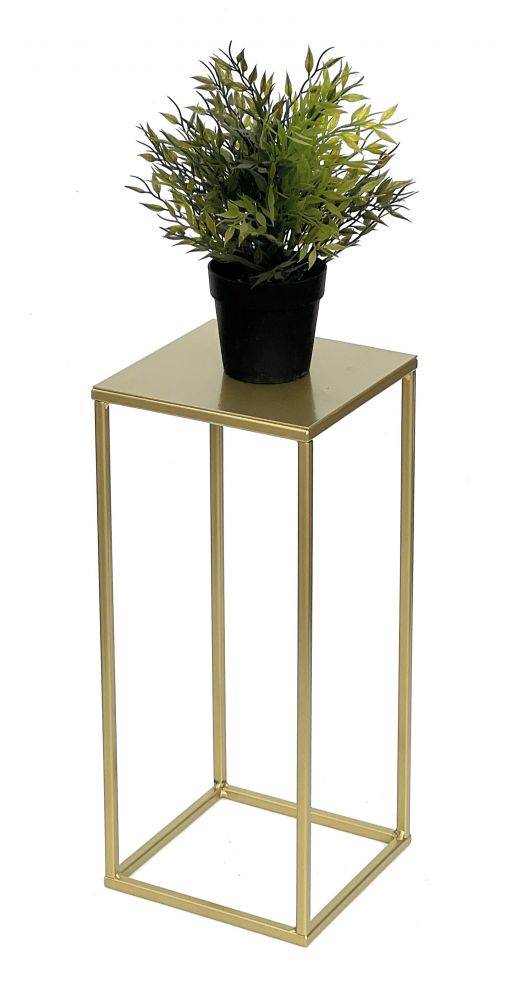 DanDiBo Blumenhocker Metall Gold Eckig S 42 cm Blumenständer Beistelltisch 96406 Blumensäule Modern Pflanzenständer Pflanzenhocker