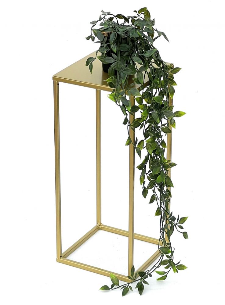 DanDiBo Blumenhocker Metall Gold Eckig S 42 cm Blumenständer Beistelltisch 96406 Blumensäule Modern Pflanzenständer Pflanzenhocker
