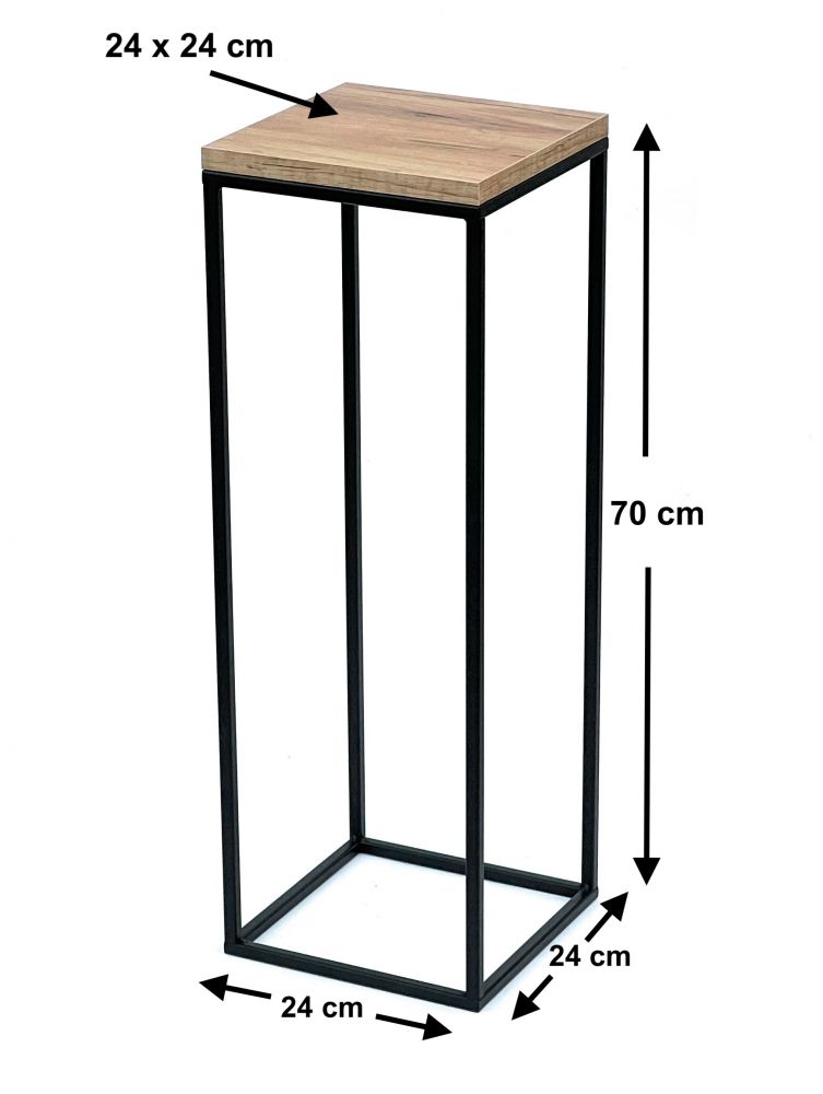 DanDiBo Blumenhocker Metall Holz Schwarz Eckig 70 cm Blumenständer Beistelltisch 96352 Blumensäule Modern Pflanzenständer Pflanzenhocker