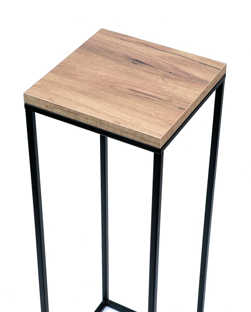 DanDiBo Blumenhocker Metall Holz Schwarz Eckig 70 cm Blumenständer Beistelltisch 96352 Blumensäule Modern Pflanzenständer Pflanzenhocker