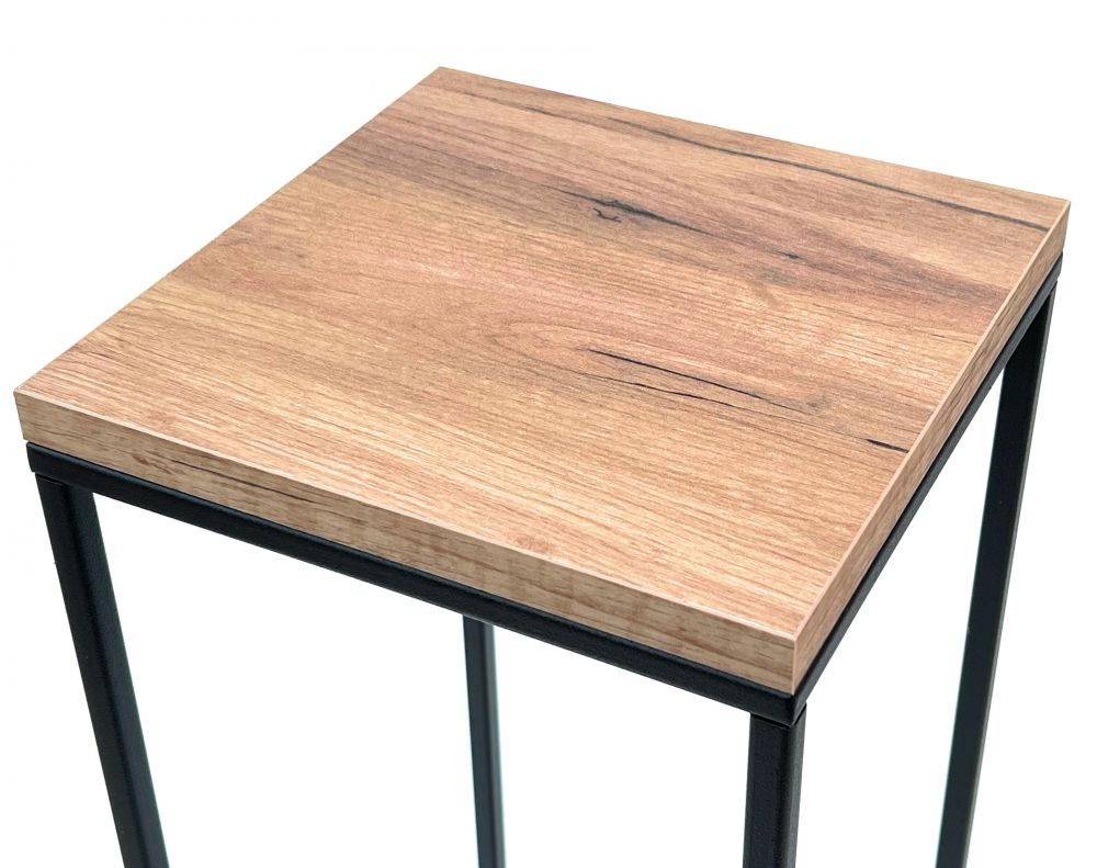 DanDiBo Blumenhocker Metall Holz Schwarz Eckig 70 cm Blumenständer Beistelltisch 96352 Blumensäule Modern Pflanzenständer Pflanzenhocker