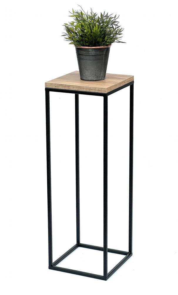 DanDiBo Blumenhocker Metall Holz Schwarz Eckig 70 cm Blumenständer Beistelltisch 96352 Blumensäule Modern Pflanzenständer Pflanzenhocker