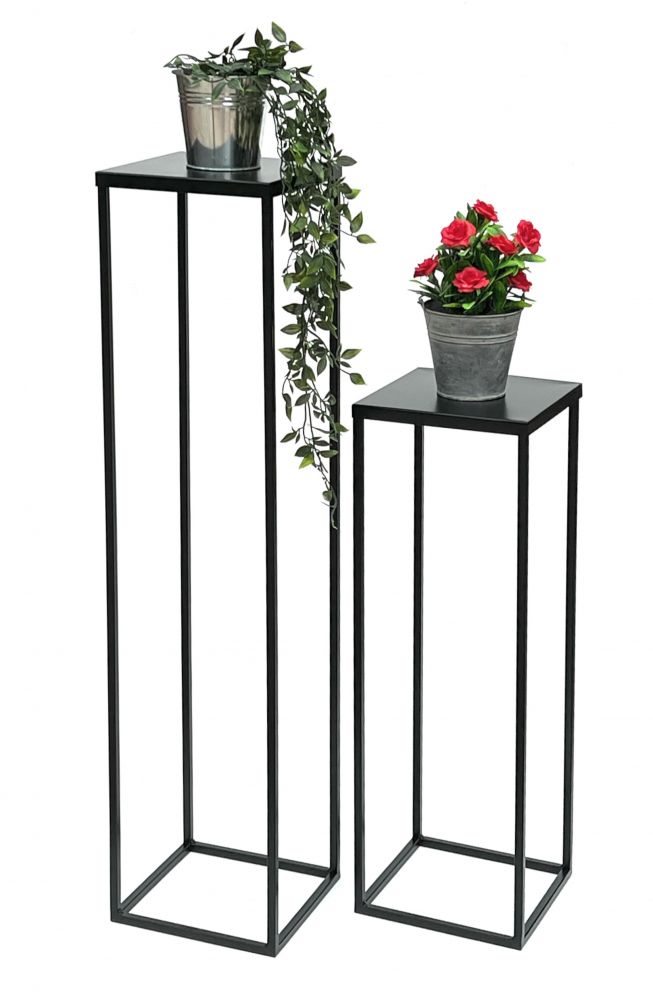DanDiBo Flower Stool Metal Black 100 cm Square Flower Stand Side Table FRA-006 Flower Column Modern Plant Stand Plant Stool