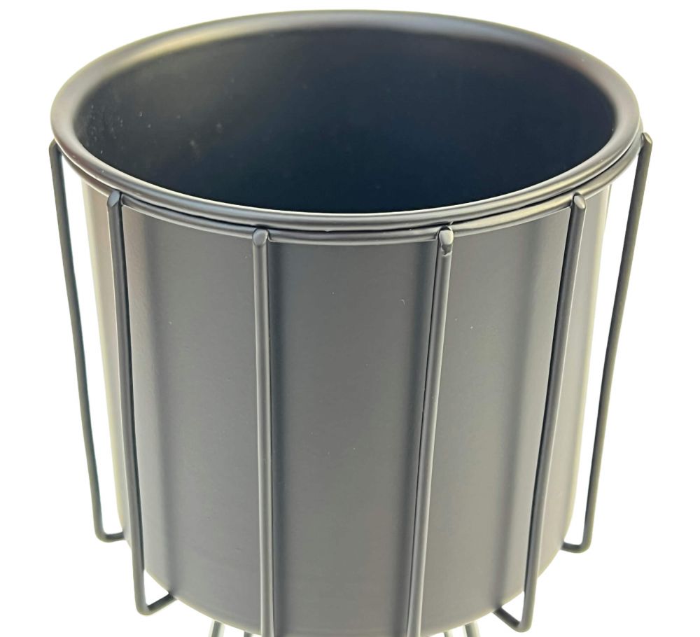 DanDiBo Blumenhocker Metall Schwarz 32 cm Blumenständer 96528 Blumensäule Modern Pflanzenständer Pflanzenhocker