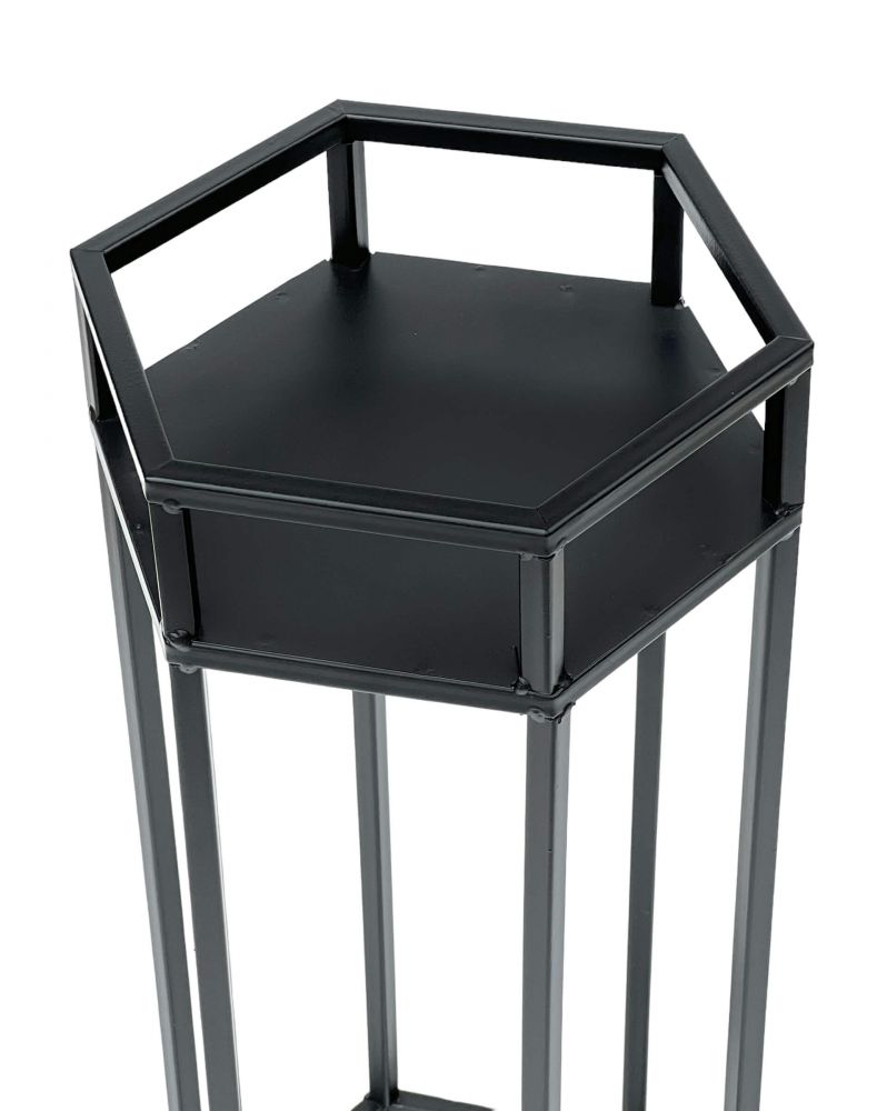 DanDiBo Blumenhocker Metall Schwarz 6eck 50 cm Blumenständer Blumensäule 96453 S Pflanzenhocker Modern Pflanzenständer