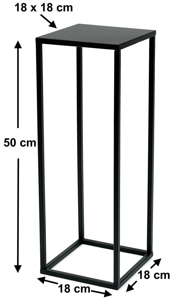 DanDiBo Flower Stool Metal Black Square 50 cm Flower Stand Side Table 96315 S Flower Column Modern Plant Stand Plant Stool