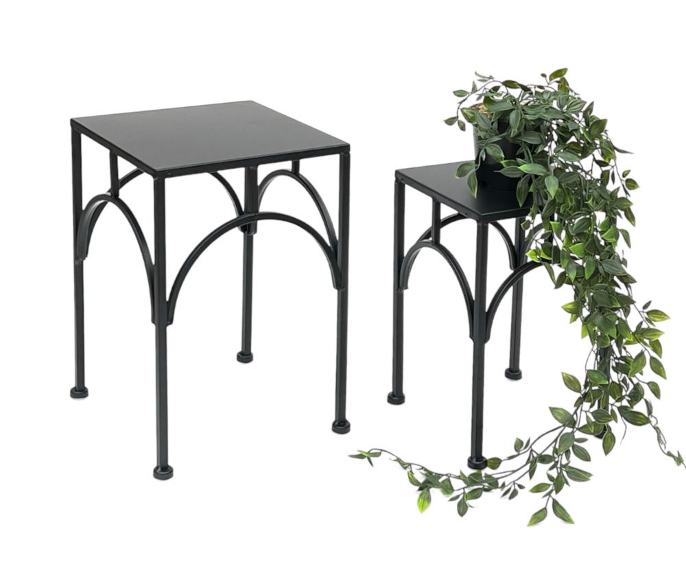 DanDiBo Blumenhocker Metall Schwarz Eckig Blumenständer Beistelltisch 96449 2er Set Pflanzenständer Blumensäule Modern
