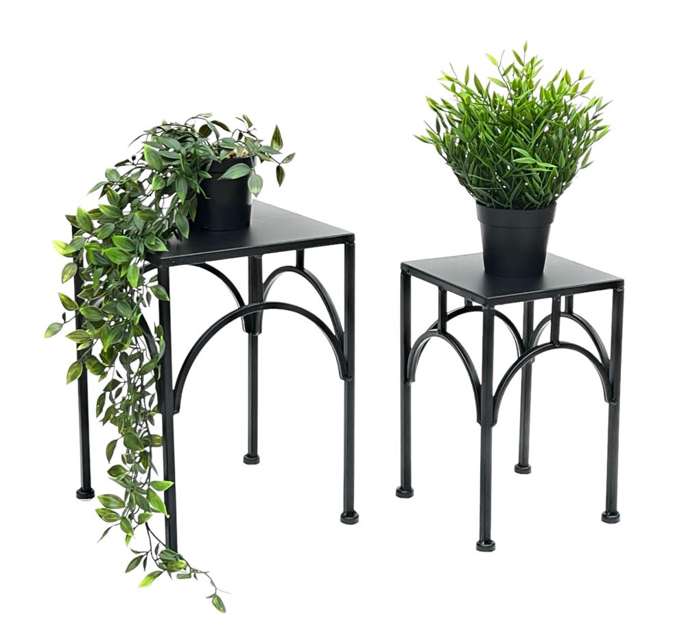 DanDiBo Blumenhocker Metall Schwarz Eckig Blumenständer Beistelltisch 96449 2er Set Pflanzenständer Blumensäule Modern
