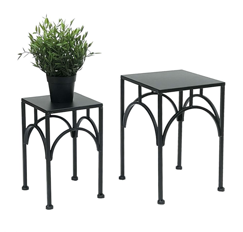 DanDiBo Blumenhocker Metall Schwarz Eckig Blumenständer Beistelltisch 96449 2er Set Pflanzenständer Blumensäule Modern
