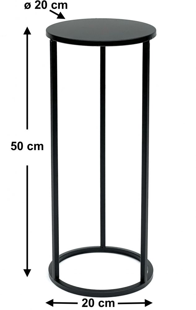 DanDiBo Flower Stool Metal Black Round 50 cm Flower Stand Side Table 96316 S Flower Column Modern Plant Stand Plant Stool