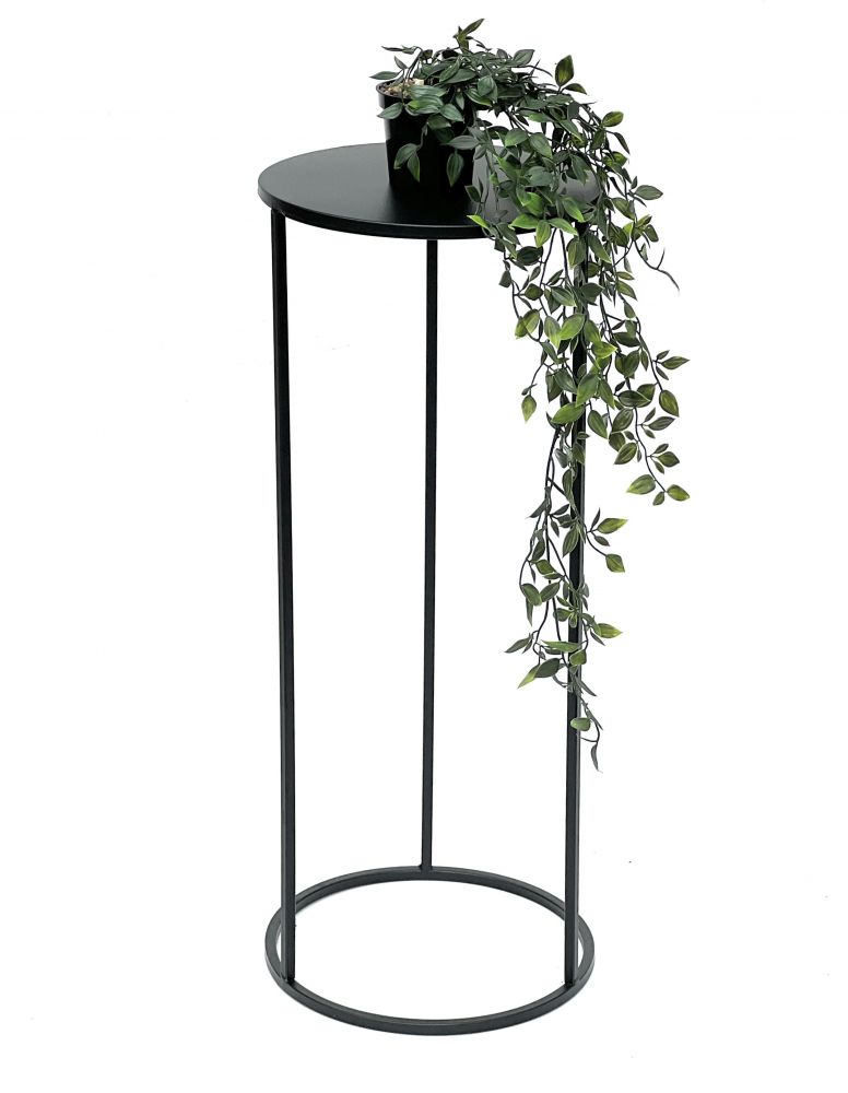 DanDiBo Blumenhocker Metall Schwarz Rund 70 cm Blumenständer Beistelltisch 96316 L Blumensäule Modern Pflanzenständer Pflanzenhocker