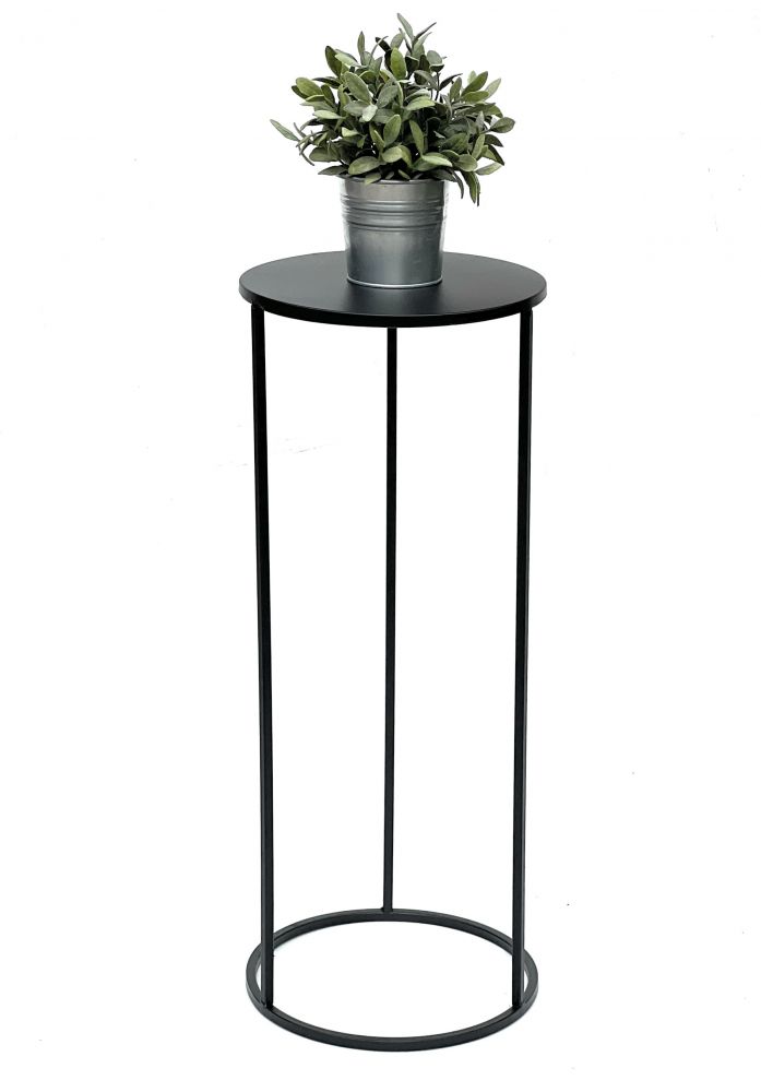 DanDiBo Blumenhocker Metall Schwarz Rund 70 cm Blumenständer Beistelltisch 96316 L Blumensäule Modern Pflanzenständer Pflanzenhocker