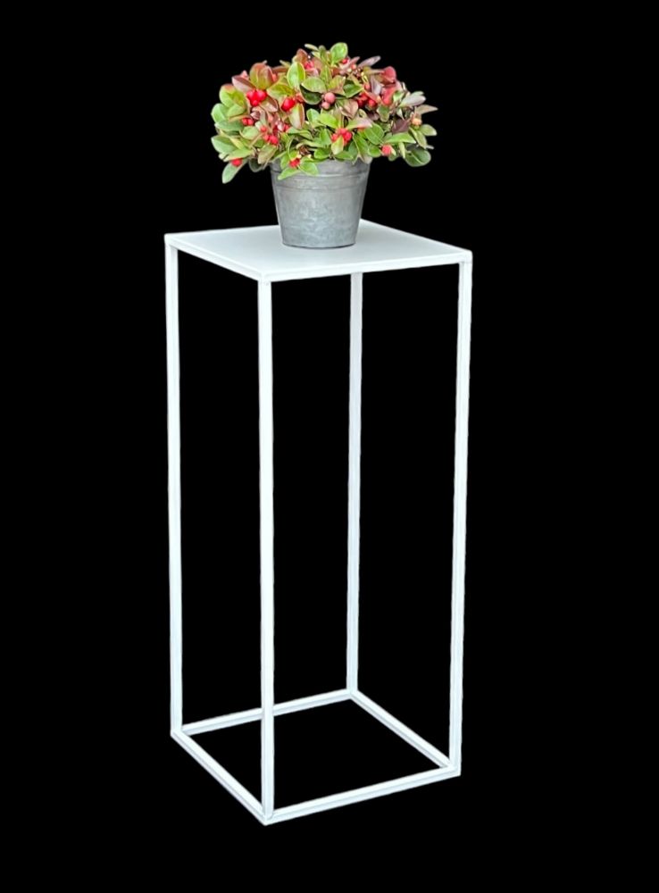 DanDiBo Flower Stool Metal White Square 70 cm Flower Stand Side Table 96482 L Flower Column Modern Plant Stand Plant Stool