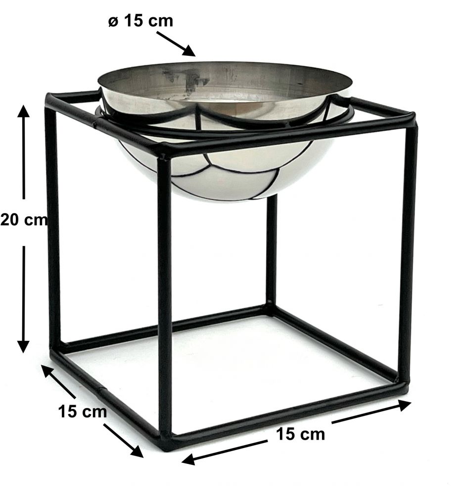 DanDiBo Blumenhocker Metall mit Topf Schwarz Silber 20 cm Blumenständer 96256 S Blumensäule Modern Pflanzenständer Pflanzenhocker