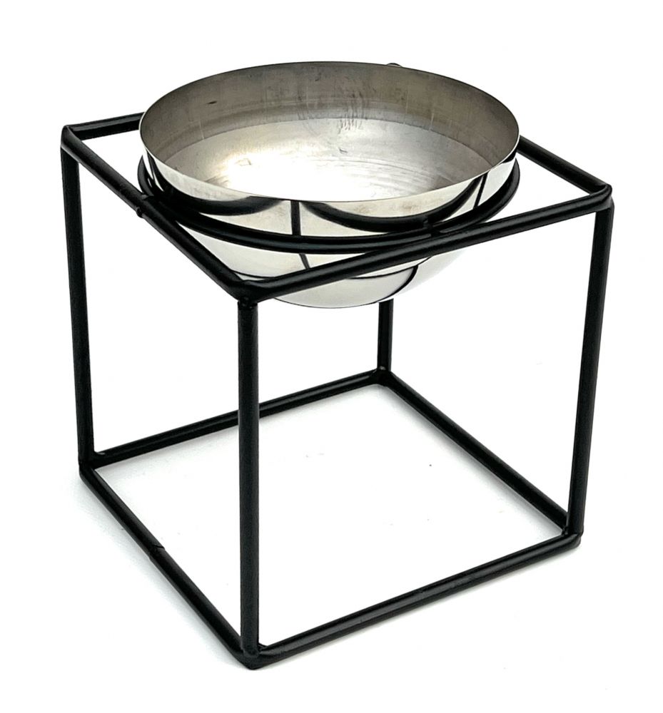 DanDiBo Blumenhocker Metall mit Topf Schwarz Silber 20 cm Blumenständer 96256 S Blumensäule Modern Pflanzenständer Pflanzenhocker