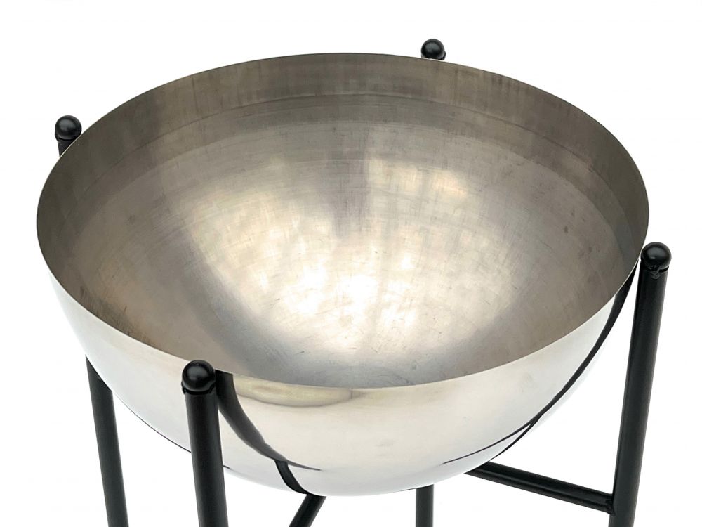 DanDiBo Blumenhocker Metall mit Topf Schwarz Silber 45 cm Blumenständer 96257 L Blumensäule Modern Pflanzenständer Pflanzenhocker