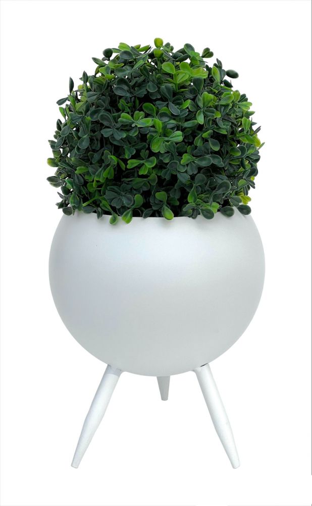 DanDiBo Blumenhocker Metall mit Topf Weiß 23 cm Blumenständer 96259 M Blumensäule Modern Pflanzenständer Pflanzenhocker