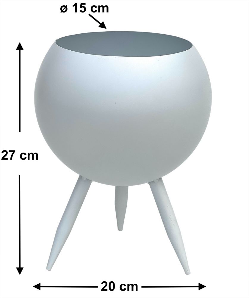 DanDiBo Blumenhocker Metall mit Topf Weiß 27 cm Blumenständer 96259 L Blumensäule Modern Pflanzenständer Pflanzenhocker