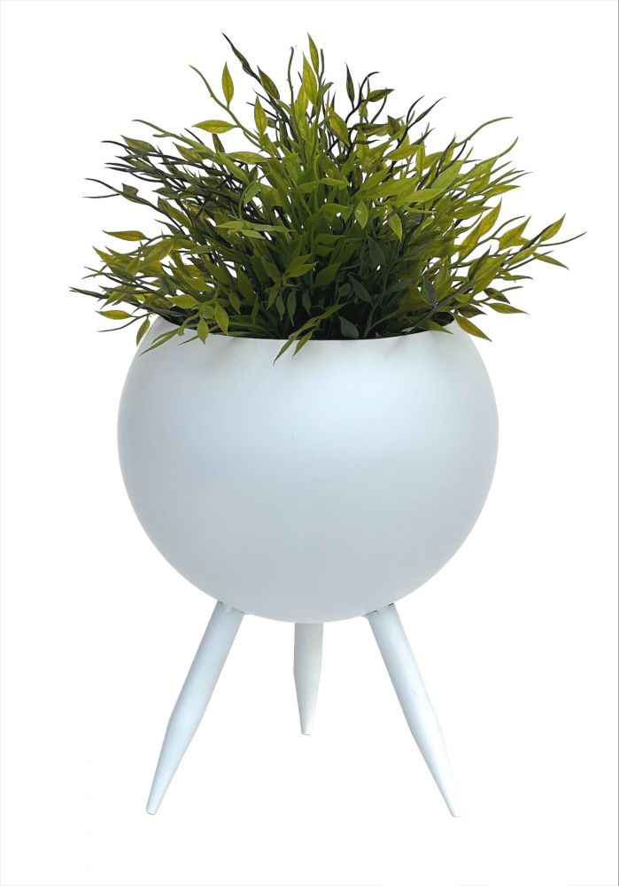 DanDiBo Blumenhocker Metall mit Topf Weiß 27 cm Blumenständer 96259 L Blumensäule Modern Pflanzenständer Pflanzenhocker