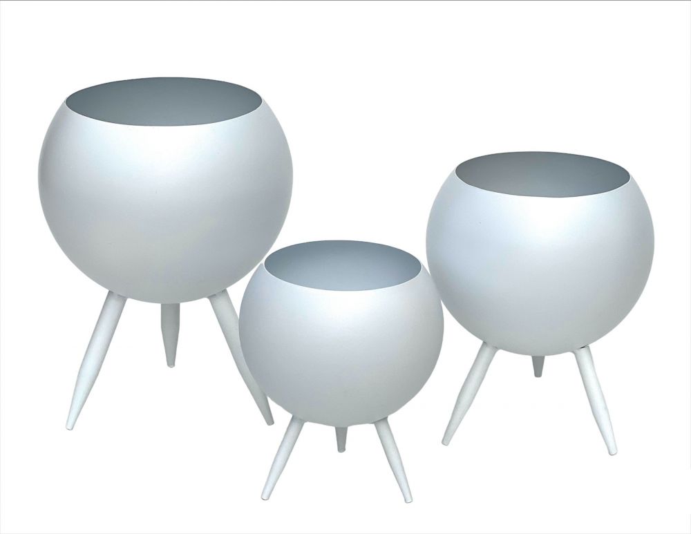 DanDiBo Flower Stool Metal with Pot White Flower Stand 96259 Set of 3 Flower Column Modern Plant Stand Plant Stool