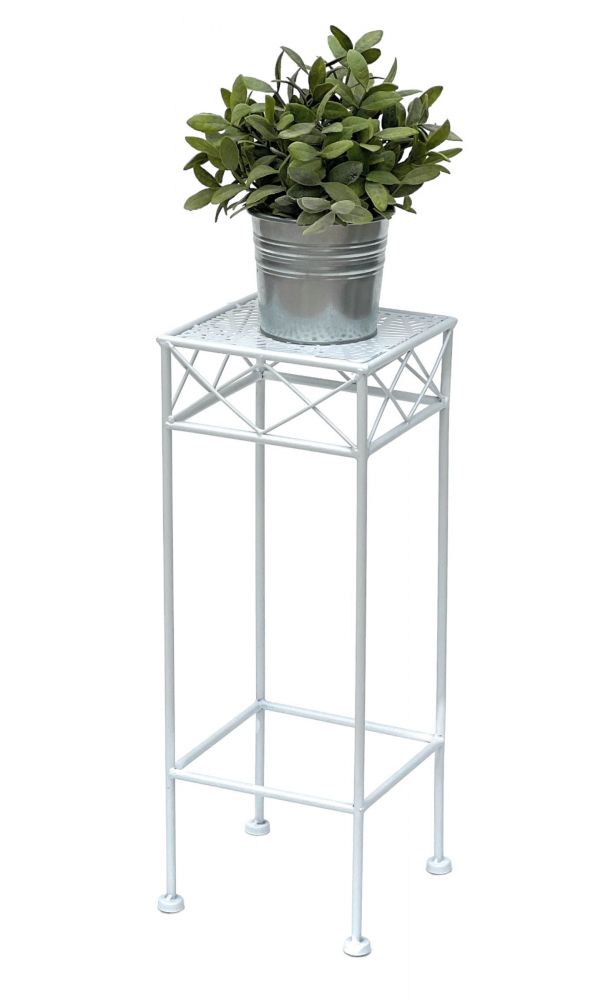 DanDiBo Flower Stool White Metal Square 50 cm Flower Stand 96314 S Side Table Flower Column Modern Plant Stand Plant Stool