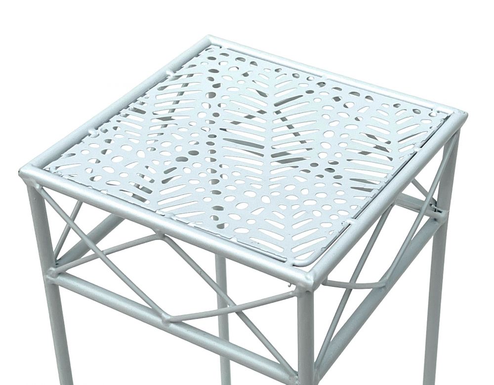 DanDiBo Flower Stool White Metal Square 50 cm Flower Stand 96314 S Side Table Flower Column Modern Plant Stand Plant Stool