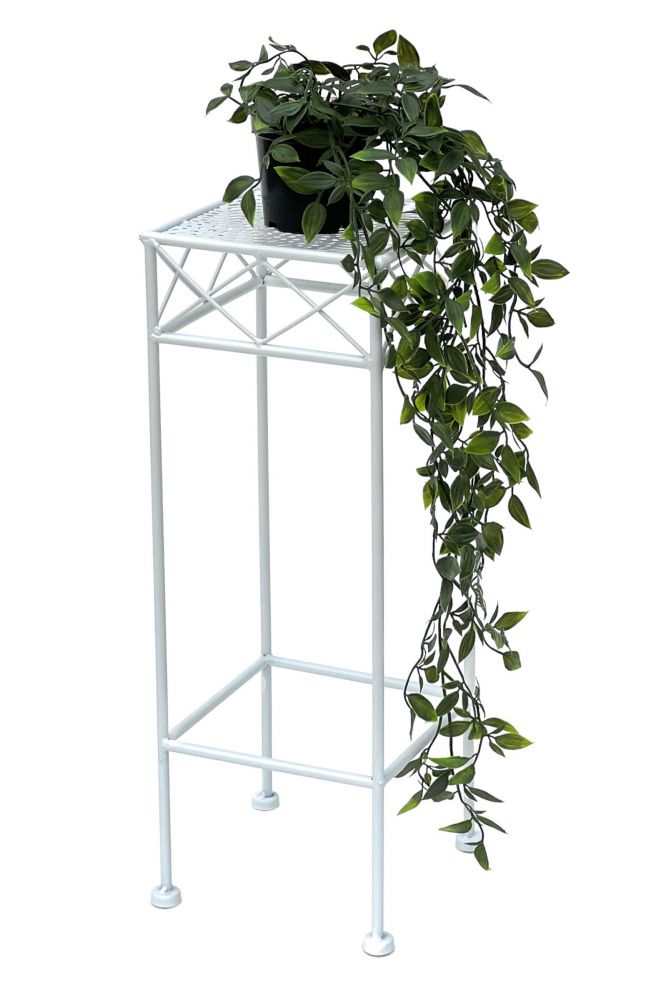 DanDiBo Flower Stool White Metal Square 50 cm Flower Stand 96314 S Side Table Flower Column Modern Plant Stand Plant Stool