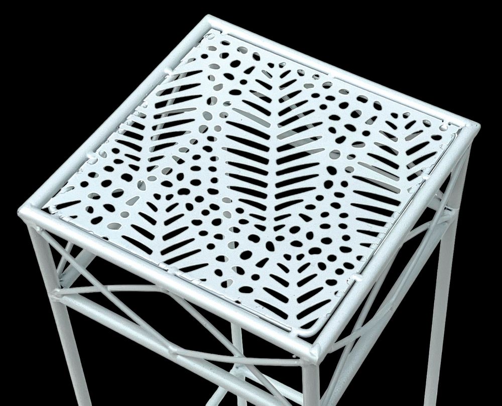 DanDiBo Flower Stool White Metal Square 50 cm Flower Stand 96314 S Side Table Flower Column Modern Plant Stand Plant Stool