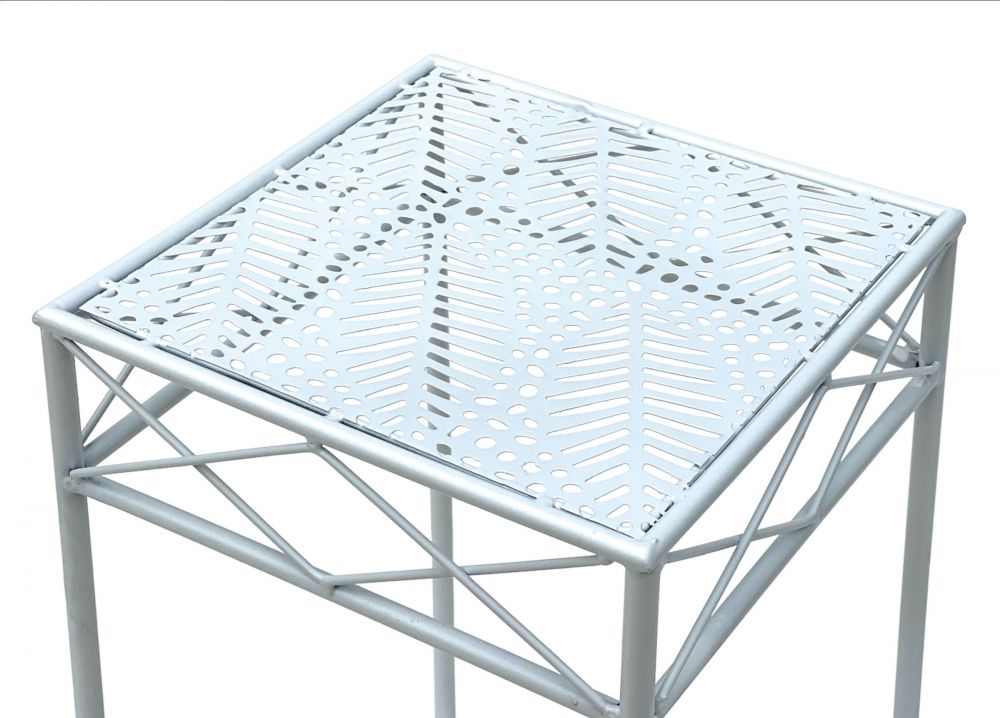 DanDiBo Flower Stool White Metal Angular 60 cm Flower Stand 96314 M Side Table Flower Column Modern Plant Stand Plant Stool