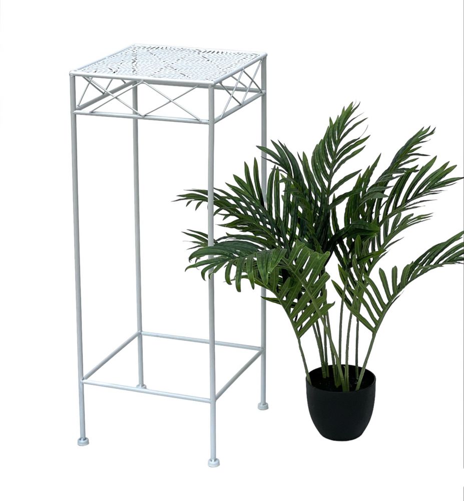 DanDiBo Flower Stool White Metal Square 70 cm Flower Stand 96314 L Side Table Flower Column Modern Plant Stand Plant Stool