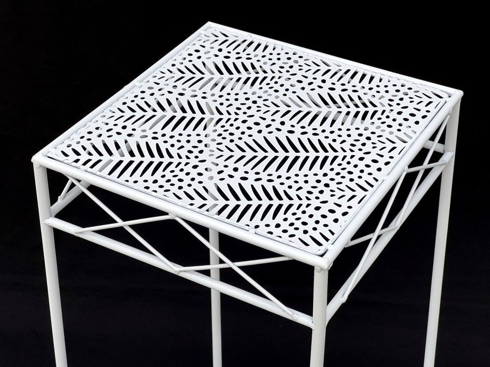DanDiBo Flower Stool White Metal Square 70 cm Flower Stand 96314 L Side Table Flower Column Modern Plant Stand Plant Stool