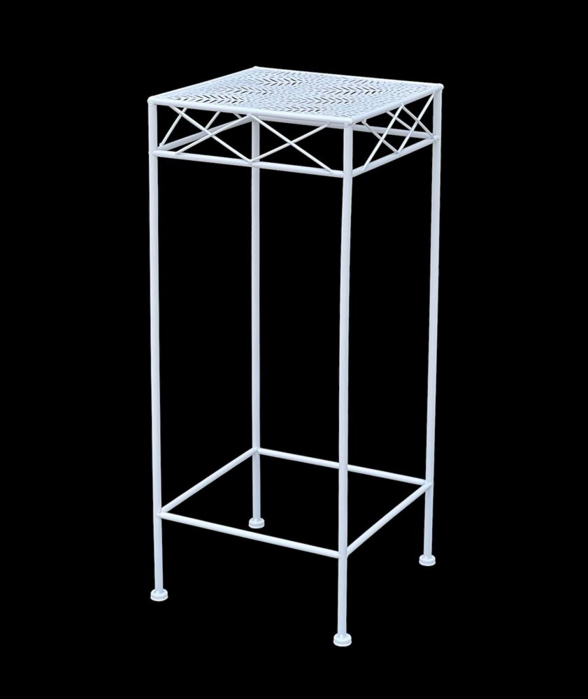 DanDiBo Flower Stool White Metal Square 70 cm Flower Stand 96314 L Side Table Flower Column Modern Plant Stand Plant Stool