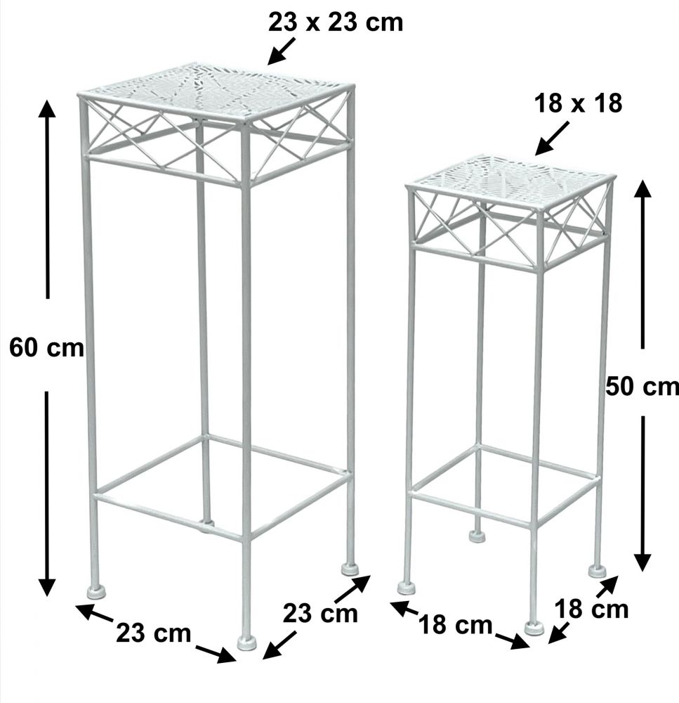 DanDiBo Blumenhocker Weiß Metall Eckig Blumenständer 96314 2er Set Beistelltisch Blumensäule Modern Pflanzenständer Pflanzenhocker