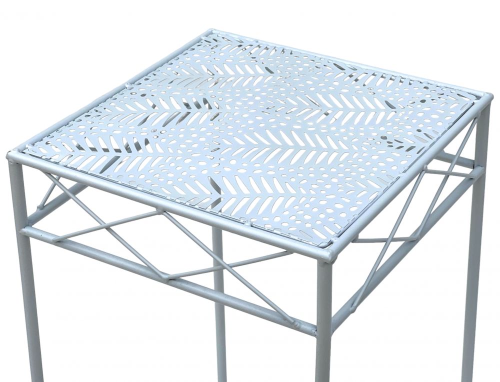 DanDiBo Blumenhocker Weiß Metall Eckig Blumenständer 96314 2er Set Beistelltisch Blumensäule Modern Pflanzenständer Pflanzenhocker