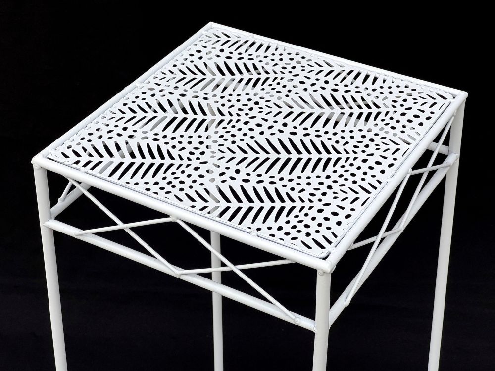 DanDiBo Blumenhocker Weiß Metall Eckig Blumenständer 96314 3er Set Beistelltisch Blumensäule Modern Pflanzenständer Pflanzenhocker