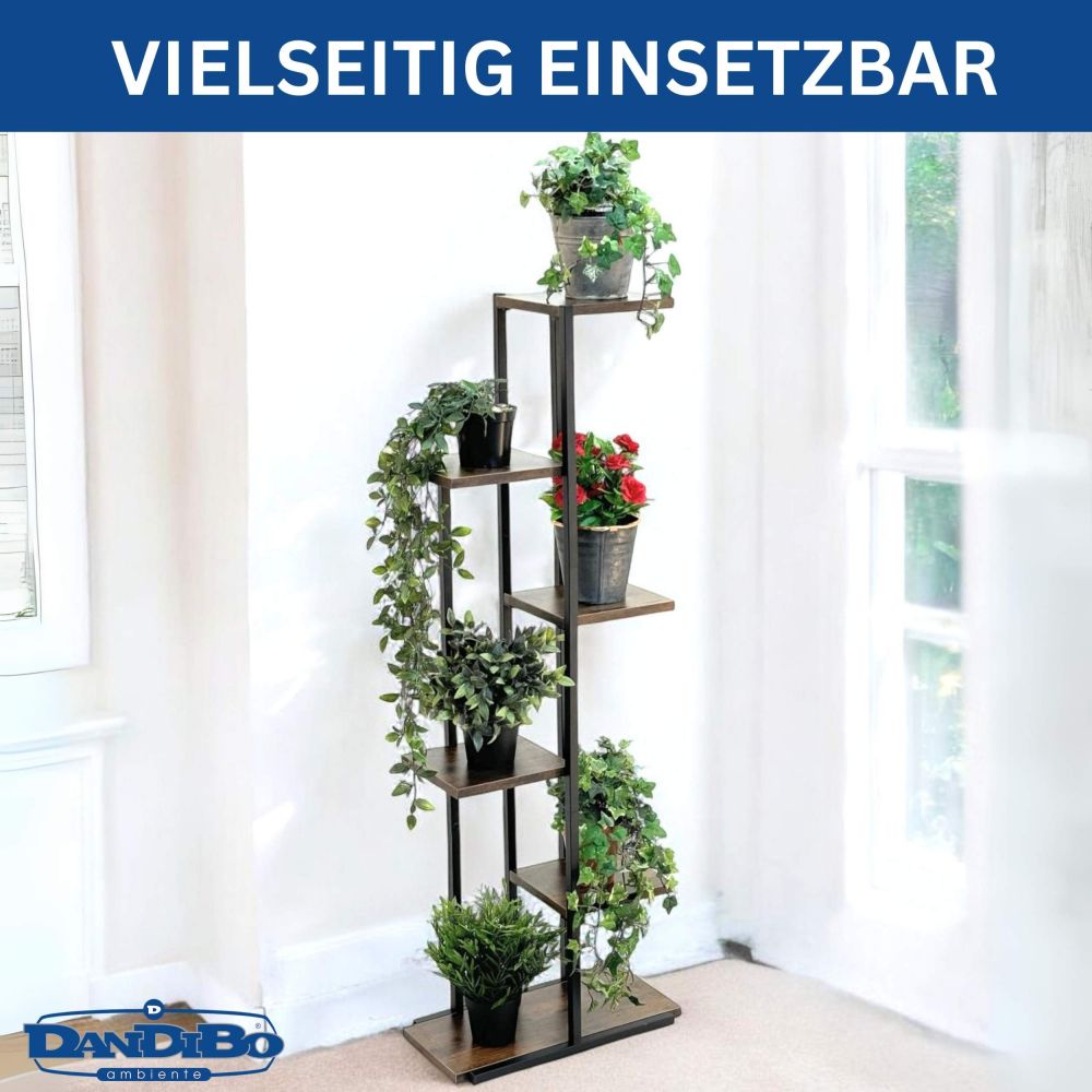 DanDiBo Flower Shelf Indoor Metal Black 6 Tiers Wood 96581 Flower Staircase Plant Stand Modern Plant Stand Design