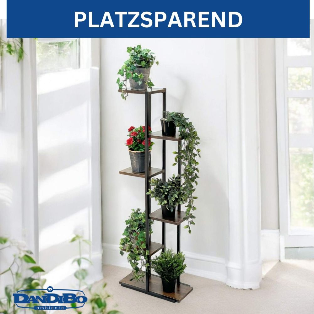 DanDiBo Flower Shelf Indoor Metal Black 6 Tiers Wood 96581 Flower Staircase Plant Stand Modern Plant Stand Design
