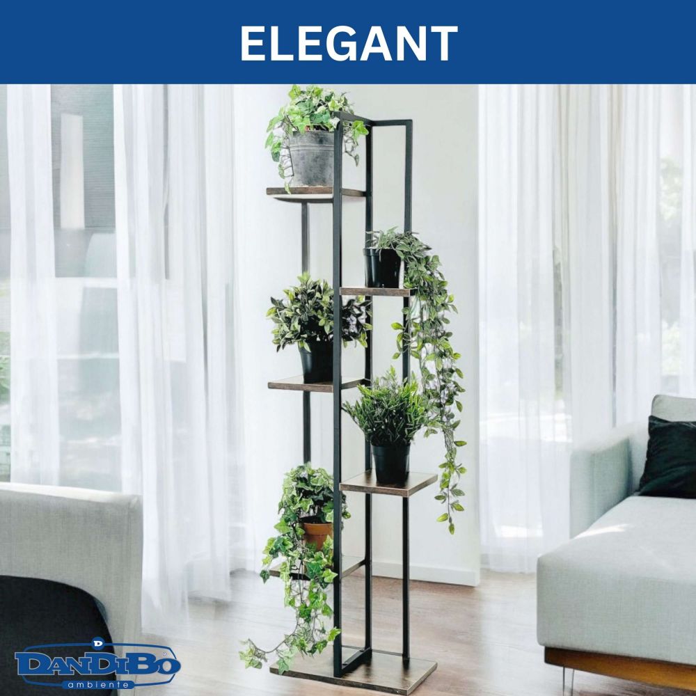 DanDiBo Flower Shelf Indoor Metal Black 6 Tiers Wood 96581 Flower Staircase Plant Stand Modern Plant Stand Design