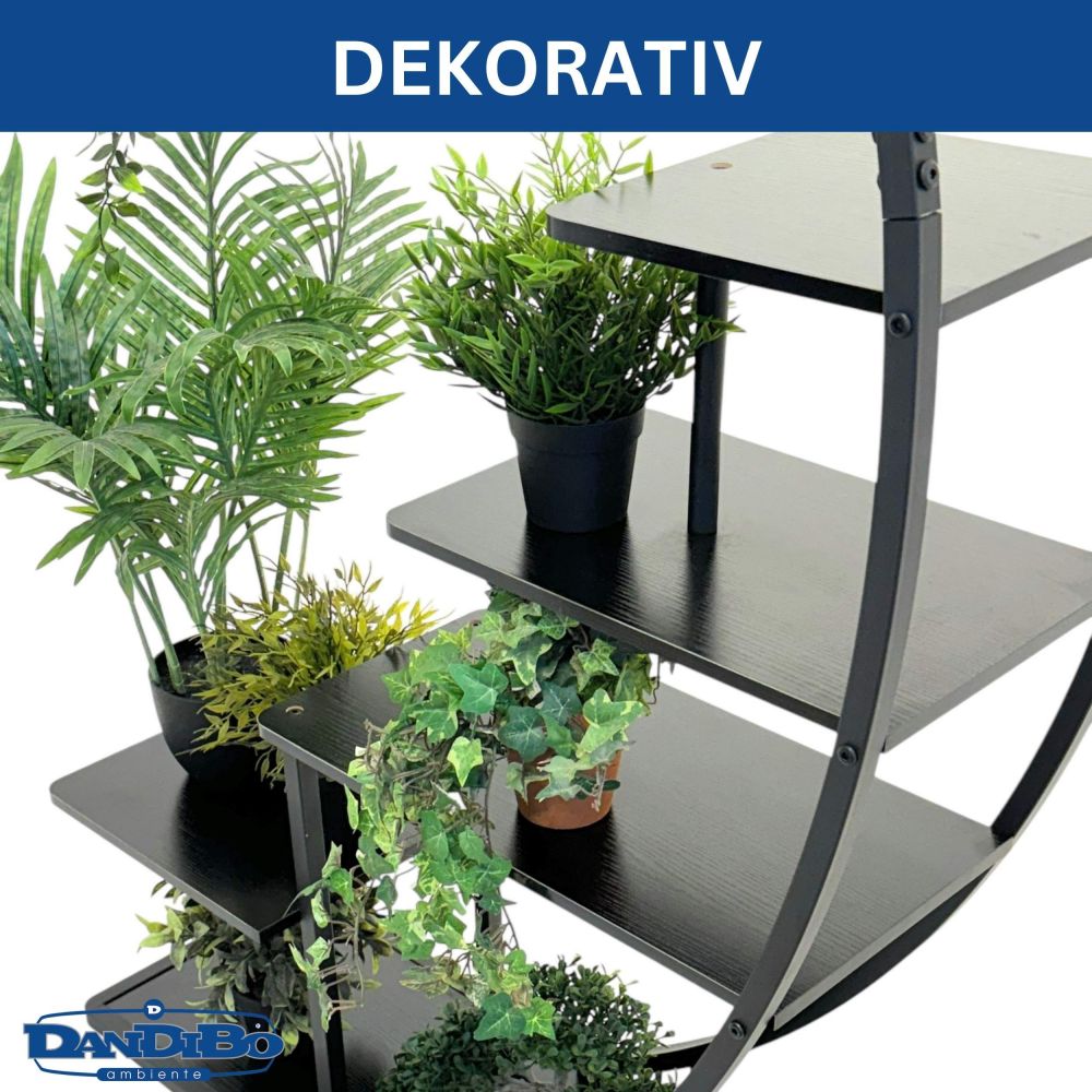 DanDiBo Blumenregal indoor 170 cm Hoch Metall Schwarz Halbrund 96585 Blumentreppe Groß Rund Pflanzenständer Modern Design